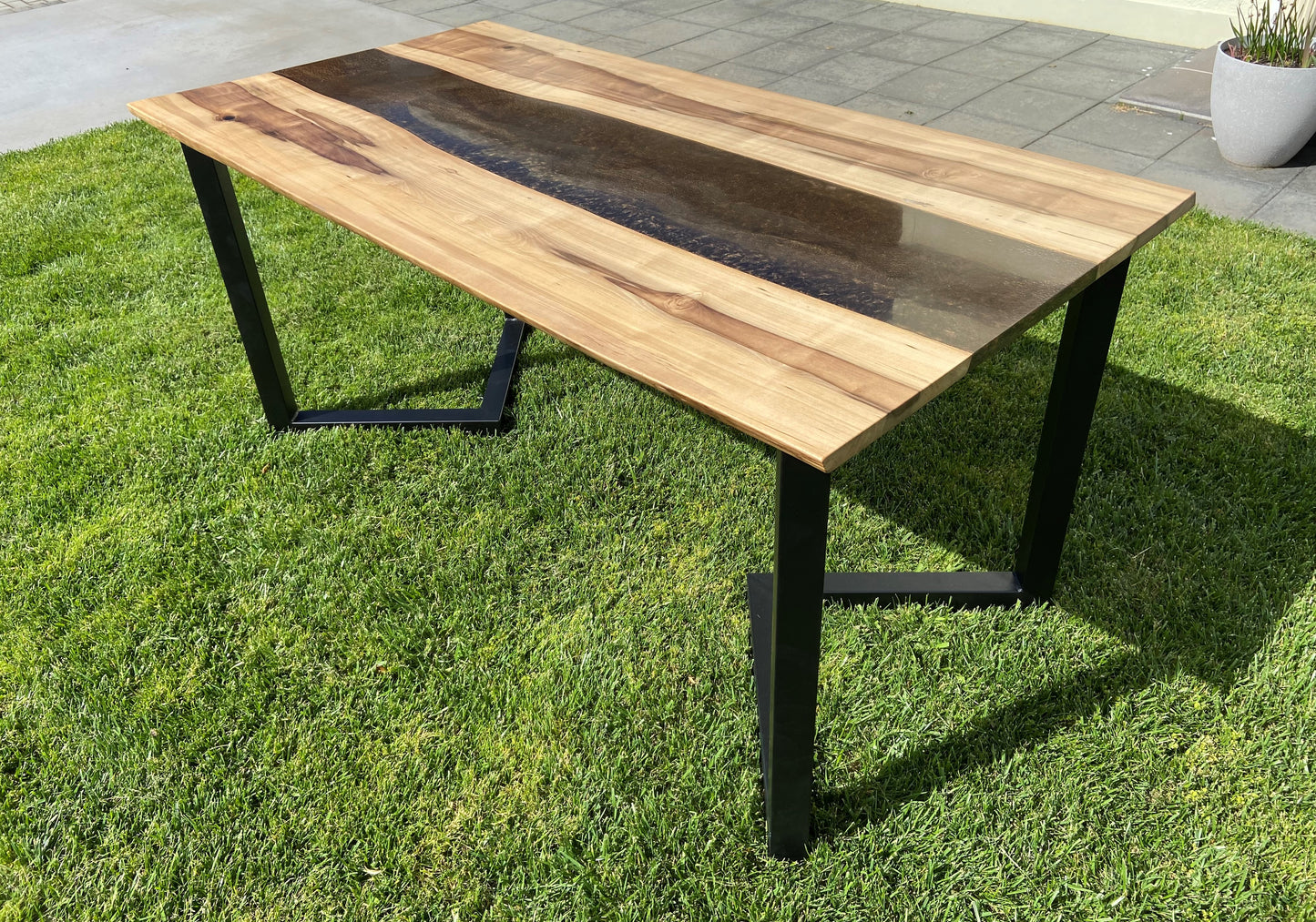 Black Heart Sassafras Resin River Dining Table