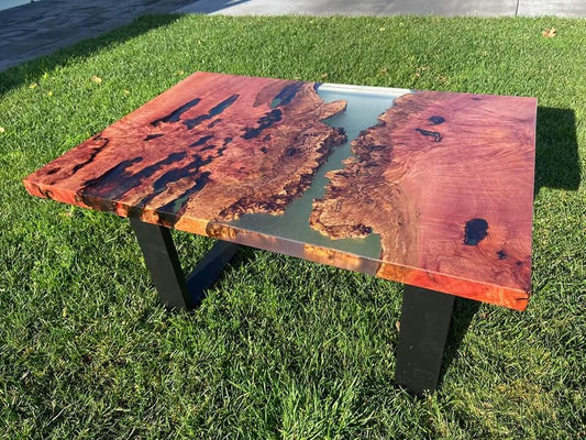 Myrtle Burl Coffee Table with Resin Detail
